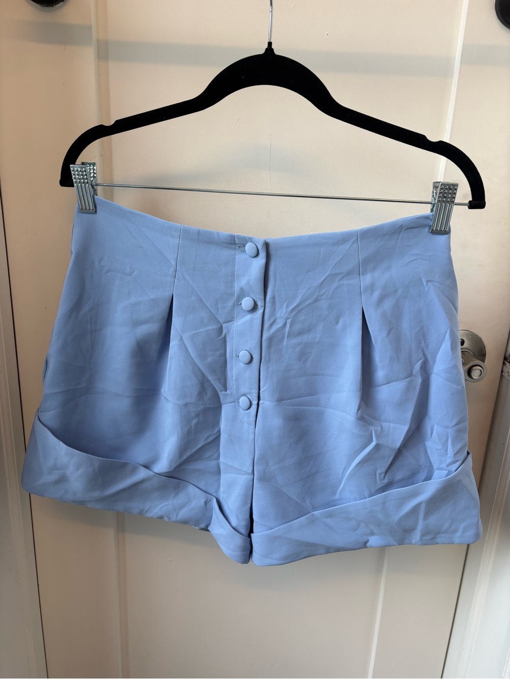 Camila Coelho Light Blue High-Waist Button Front Shorts